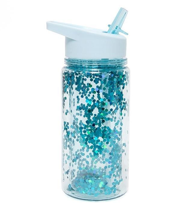 * Petit Monkey drinkfles Glitter Dusty Aqua