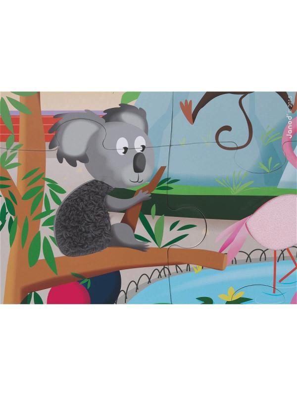Janod leuke vloerpuzzel 20 stuks A day at the zoo - DE GELE FLAMINGO - 3