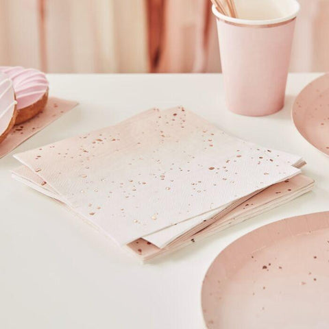 Ginger Ray Set 8 papieren servetten Rosé Gold Ombre folie