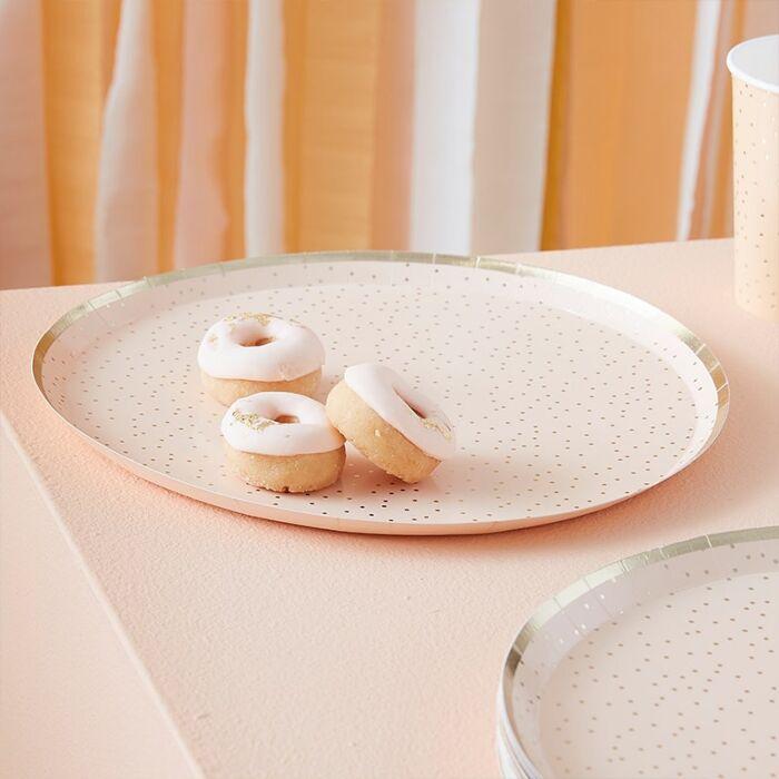 Set 8 kartonnen bordjes Peach Dotty