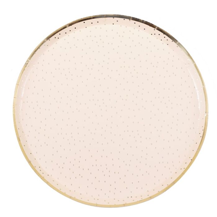 Set 8 kartonnen bordjes Peach Dotty