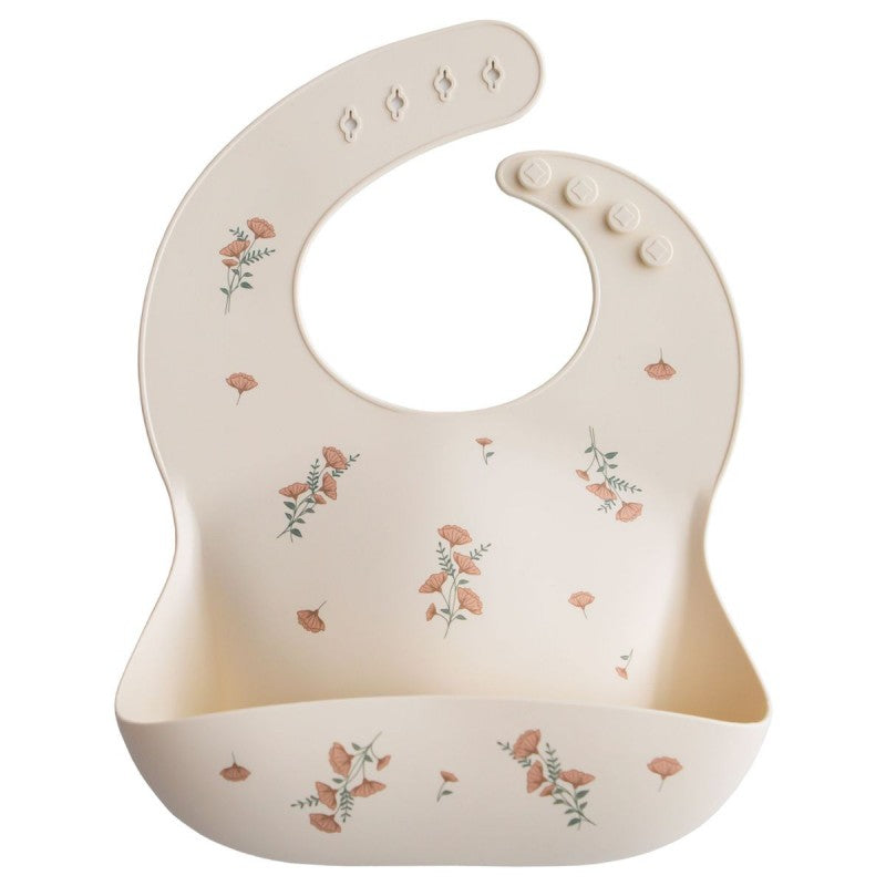 Mushie Bibs Siliconen Slab - Pink Flowers