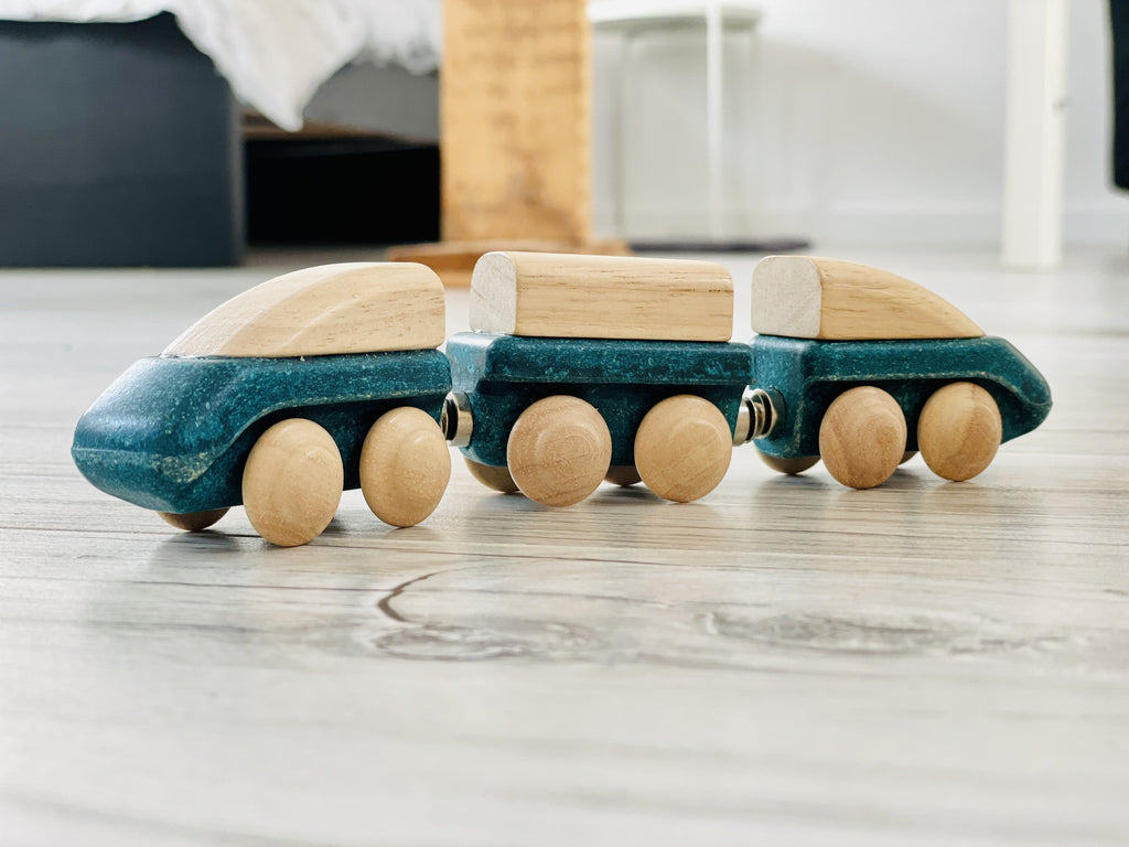 Plantoys Hybrid Train Blauw