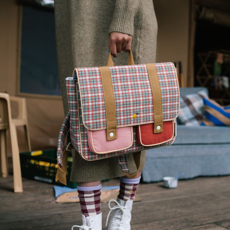 Sticky Lemon Boekentas | Meadows Tartan Map Green