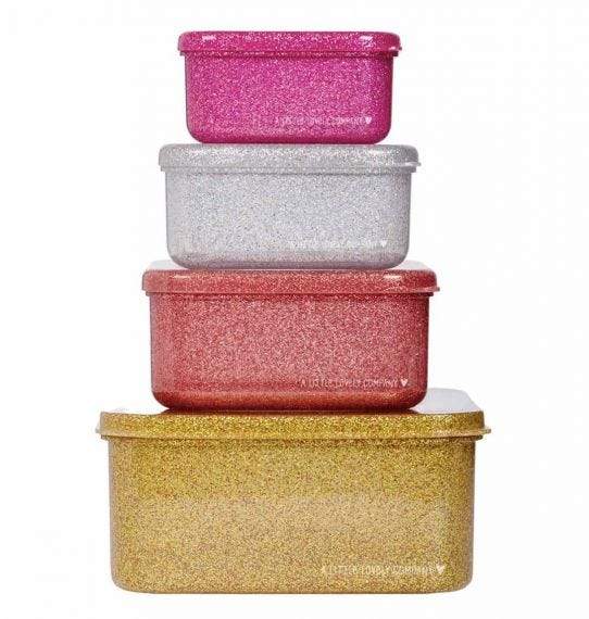 A Little Lovely Company Lunch & Snack Box Set | Glitter Gold Blush